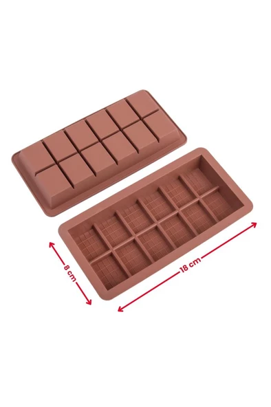 Dubai Çikolatası Kalıbı 2'li Set, Silikon Çikolata Kalıbı 2 Adet (18x8x2 cm) - 5