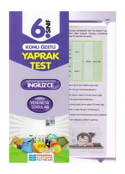 Evrensel İletişim Yayınları 6. Sınıf İngilizce Konu Özetli Yaprak Test
