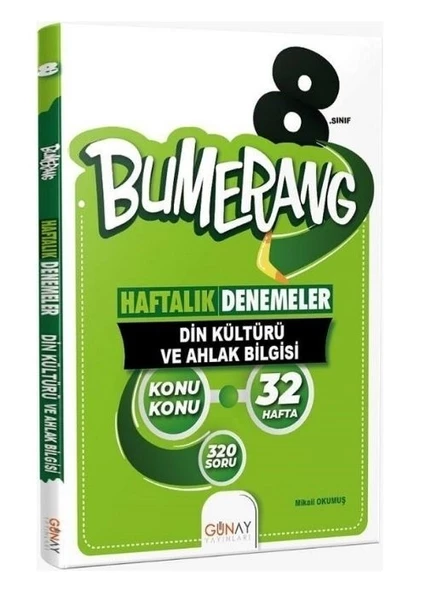 Günay Yayınları 8. Sınıf Din Kültürü ve Ahlak Bilgisi Bumerang Konu Konu Haftalık Denemeler