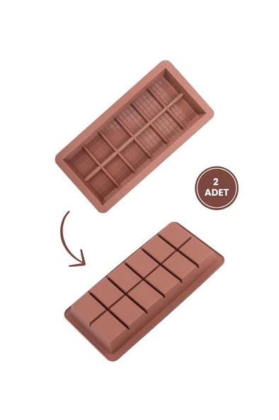 Dubai Çikolatası Kalıbı 2'li Set, Silikon Çikolata Kalıbı 2 Adet (18x8x2 cm) - 2