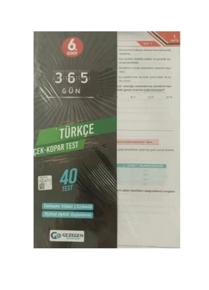 Gezegen Yayıncılık 6.Sınıf Yeni Türkçe Çek Kopar Yaprak Test
