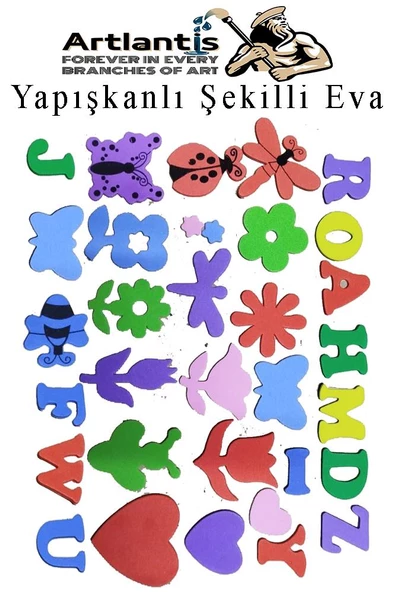 Şekilli Eva Yapışkanlı 100 lü 1 Paket Kendinden Yapışkanlı Eva Sticker Okul Öncesi Kreş Ana Okulu Süsleme - 2