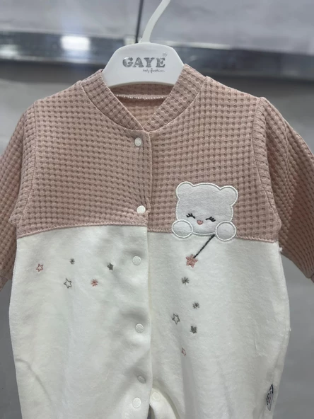 ugurböceğiçocuk Yıldız Ayı Baskılı Kadife Bebek Tulum 2325 - 8