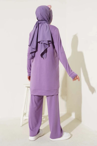Loyşa Hakim Yaka Fermuarlı İkili Takım Lila - 3