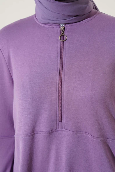 Loyşa Hakim Yaka Fermuarlı İkili Takım Lila - 4