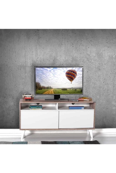 Retro Slide Tv Sehpası Latte-diamond Beyaz - 6
