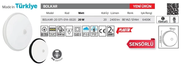 LED SENSÖRLÜ ARMATÜR 20 W