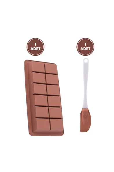 Dubai Çikolatası Kalıbı Silikon Çikolata Kalıbı ve Spatula 2'li Set Çikolata Yapım Kiti - 2