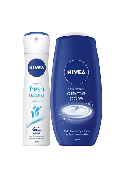 Nivea Fresh Kadın Sprey 150 ML ve  Creme Care Duş Jeli 250 ML