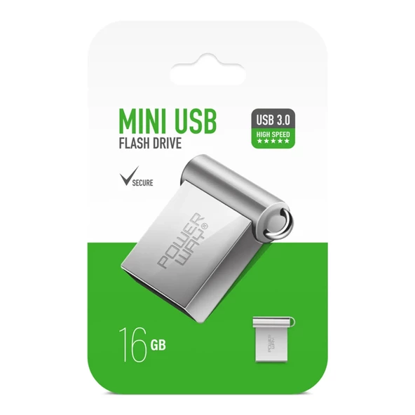 POWERWAY 16 GB USB 3.0 METAL MINI FLASH BELLEK