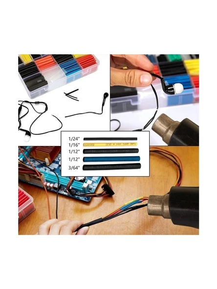 ROSE 580 PARÇA RENKLİ DARALAN MAKARON SETİ KUTULU RC-886 - 2