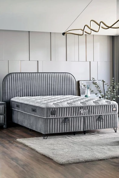 Line Visco Yatak 200x200 cm Çift Kişilik 28 cm Visco Süngerli Yaylı Lüks Yatak Orta Sert Koyu Gri - Resim 2
