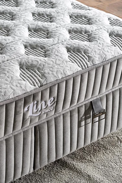 Line Visco Yatak 200x200 cm Çift Kişilik 28 cm Visco Süngerli Yaylı Lüks Yatak Orta Sert Koyu Gri - Resim 4