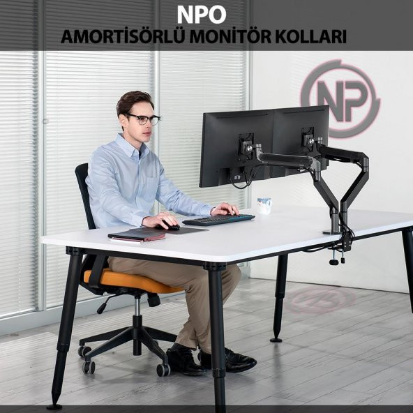 NPO STD7080S 10"-27" Amortisörlü VESA Monitör Tutucu Çift Kol - 5