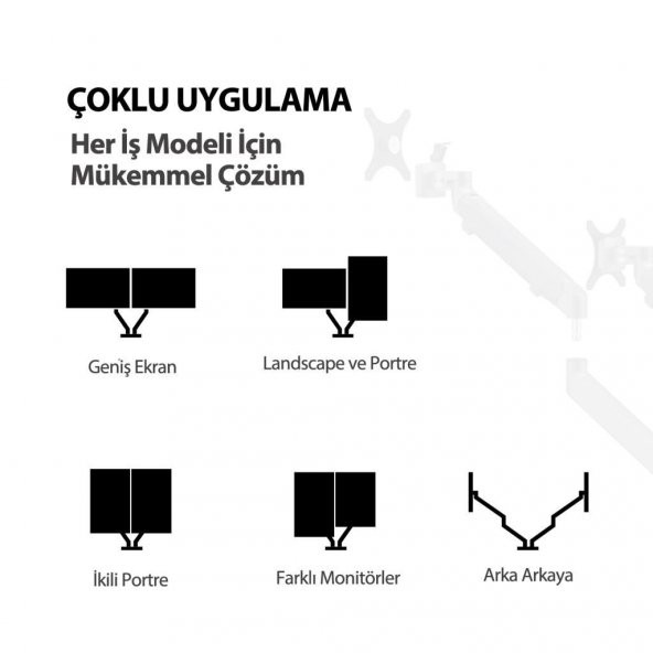 NPO STD7080G 10"-27" Amortisörlü  VESA Monitör Tutucu Çift Kol Koyu Gri - 9