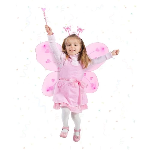 Toz Pembe Kelebek Kanadı Tacı ve Sopası - Resim 2