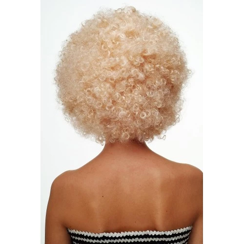 Altın Renk Kıvırcık Afro Parti Peruğu - Resim 3