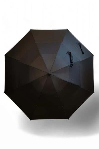 Erkek Şemsiye Siyah Renk Baston Protokol Şemsiye 125 Cm Çap 100 Cm Boy Çift Tenteli 8 Telli - 4