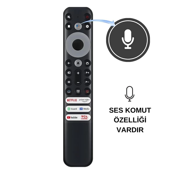 TCL RC902V RMR1 NETFLIX-PRIME VIDEO-GUARD-MEDIA-YOUTUBE-TCL CHANNEL TUŞLU SES KOMUTLU LCD-LED TV KUMANDASI