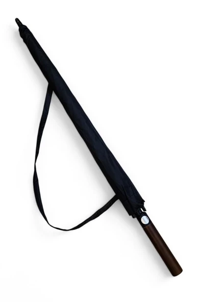 Erkek Şemsiye Siyah Renk Baston Protokol Şemsiye 110 Cm Çap 95 Cm Boy 8 Telli - 2