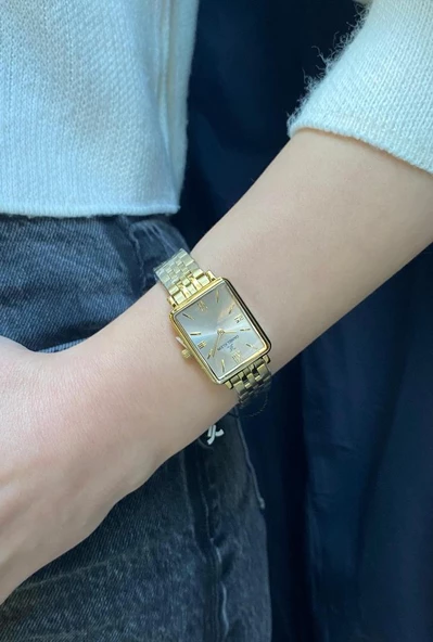 Daniel Klein DKE.1.10750 Dikdörtgen Kasa Romen Rakamlı Minimal Tasarım Kadın Kol Saati - Resim 4