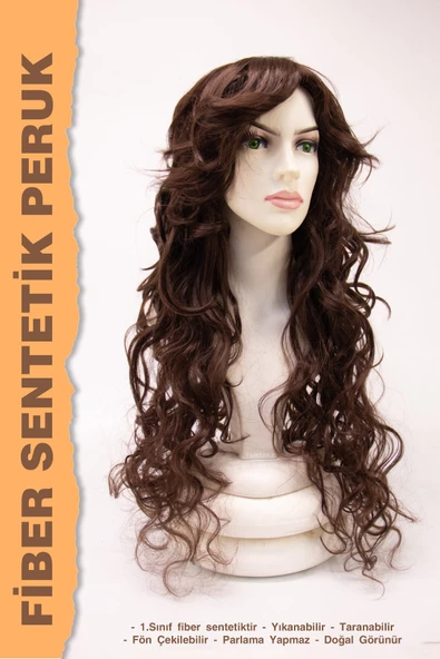 UZUN DALGALI FİBER SENTETİK PERUK - 3