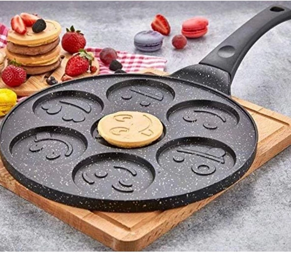DefneSare pankek tavası emojili döküm granit