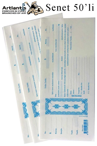 Senet Koçanı 50 li 1 Paket Senet Bono Borç Alacak Senedi Poşetli 12x25 cm