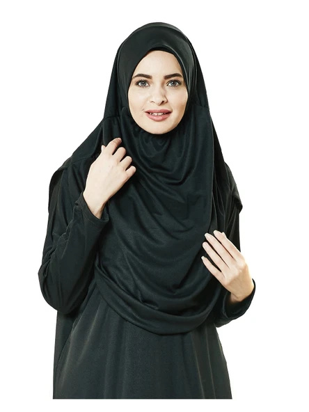 Siyah Namaz Elbisesi - Kabe Motifli Seccade ve Tesbih - İbadet Seti - Resim 5