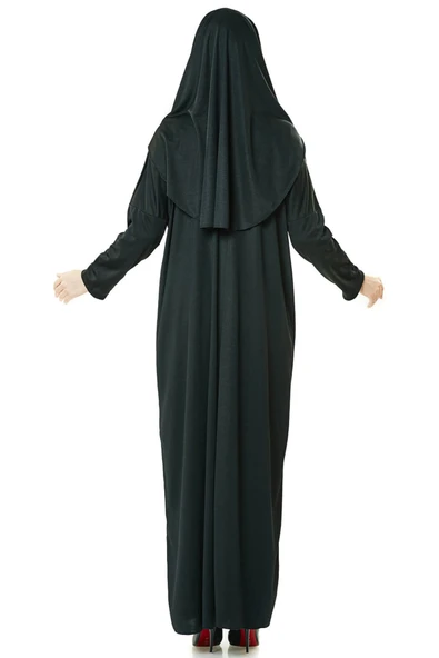 Siyah Namaz Elbisesi - Kabe Motifli Seccade ve Tesbih - İbadet Seti - Resim 10