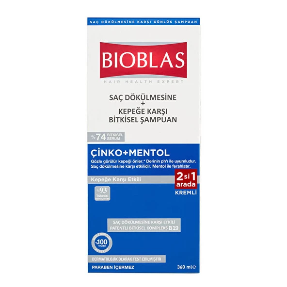 Bioblas Çinko + Mentol 2 in 1 Kepeğe Karşı Şampuan 360 ML
