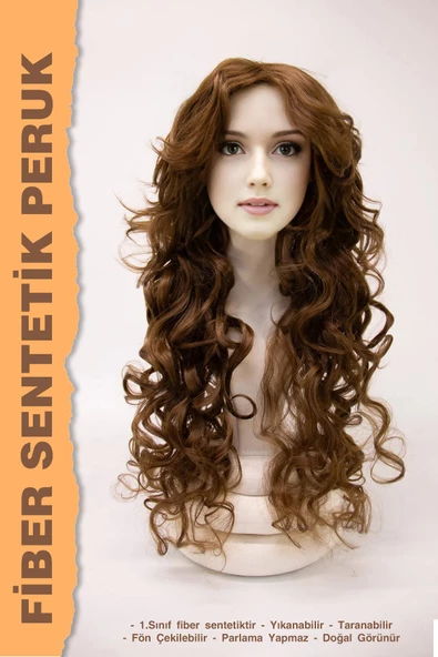 UZUN SU DALGALI FİBER SENTETİK PERUK - Resim 2