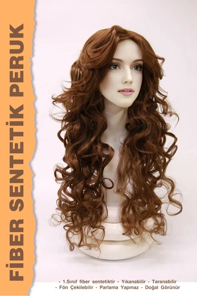 UZUN SU DALGALI FİBER SENTETİK PERUK - Resim 3