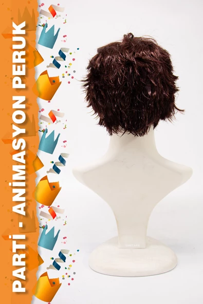 PARTİ / ANİMASYON PERUĞU - KISA KIZIL RENK - Resim 3