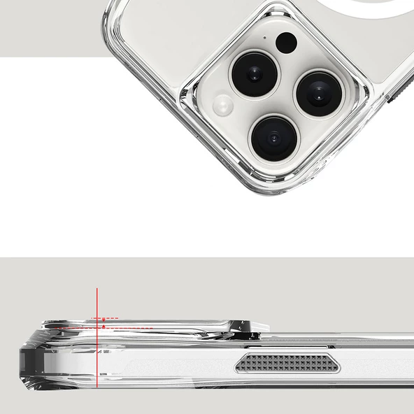 iPhone 16 Pro Kılıf Magsafe Şarj Özellikli Airbagli Şeffaf İncek Kapak - Resim 6
