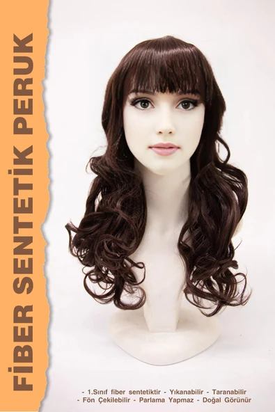 ORTA BOY KAKÜLLÜ UÇLARI DALGALI FİBER SENTETİK PERUK - Resim 2