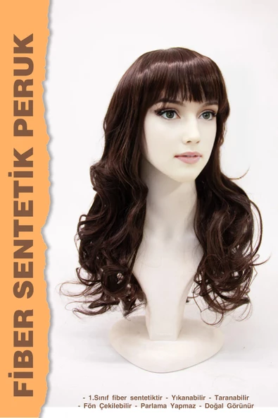 ORTA BOY KAKÜLLÜ UÇLARI DALGALI FİBER SENTETİK PERUK - Resim 3