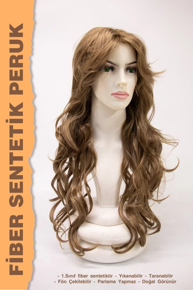 UZUN DALGALI FORMDA FİBER SENTETİK PERUK - Resim 3
