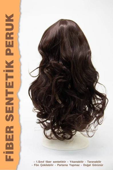 ORTA BOY KAKÜLLÜ UÇLARI DALGALI FİBER SENTETİK PERUK - Resim 4