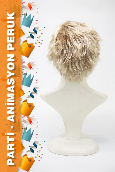 PARTİ / ANİMASYON PERUĞU - KISA AÇIK PLATİN - Resim 3