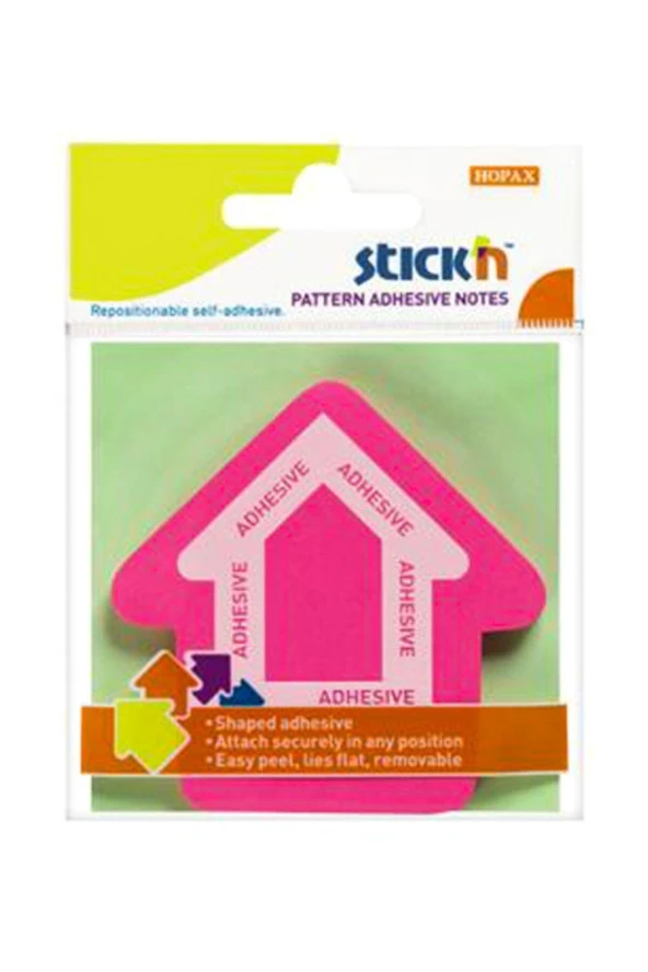 Hopax Stickn Yapışkanlı Not Kağıdı Ok Şekilli 50 Yaprak 70 x 70 mm Pembe