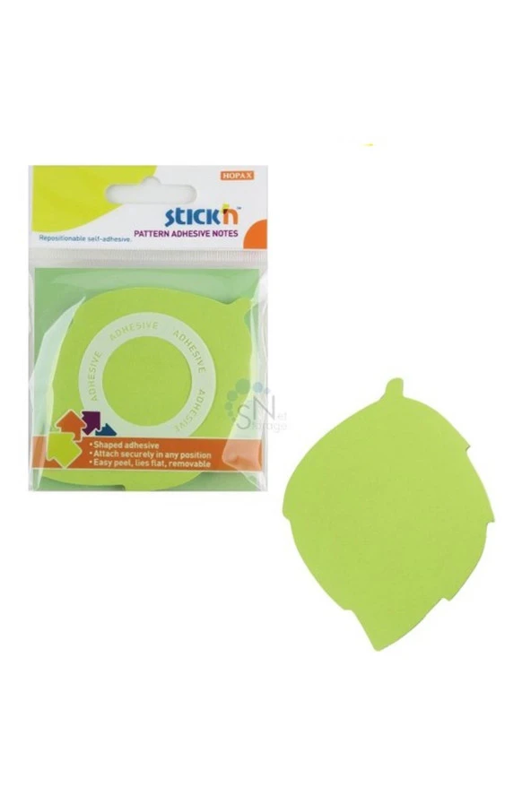 Hopax Stickn Yapışkanlı Not Kağıdı Yaprak Şekilli 50 Yaprak 70x70 mm Yeşil