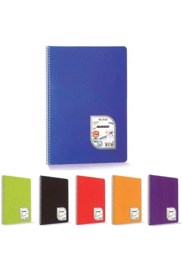 Çınar Colormaxi Spiralli Plastik Kapak A-5 Okul Defteri 96 Yaprak Çizgili 96/1 (12 Li Paket)
