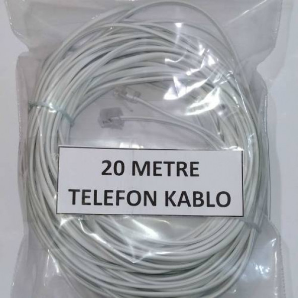 30 METRE ADSL MODEM TELEFON HAT KABLO 30 MT RJ 11 HAZIR UC JAKLI ARA KABLO GRİ - 6