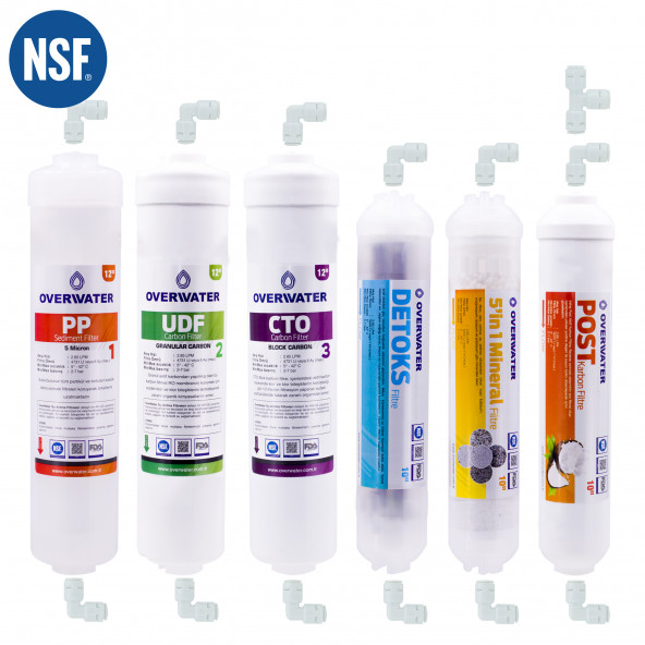 OverWater Kapalı Kasa Su Arıtma Cihazı 6 lı Inline Filtresi Seti Aşamalı ( Membransız Set ) - FIN60MD