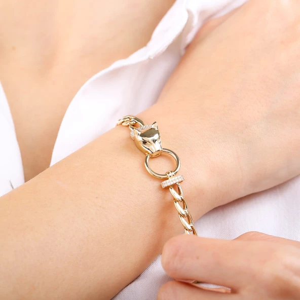 Kaplan Altın Bileklik 14 Ayar Gurmet Zincir 6mm ürün görseli 1