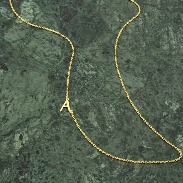 Harf Altın Kolye 14 Ayar Forse Zincir - Resim 2