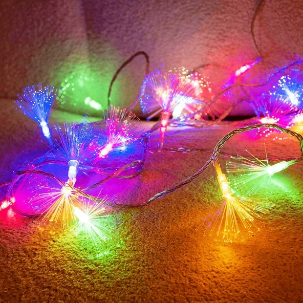 4 METRE RGB RENKLİ FİBER OPTİK LEDLİ KİRPİ LED IŞIK YILBAŞI IŞIĞI YILBAŞI AĞACI IŞIĞI MODLU FİŞLİ - Resim 4