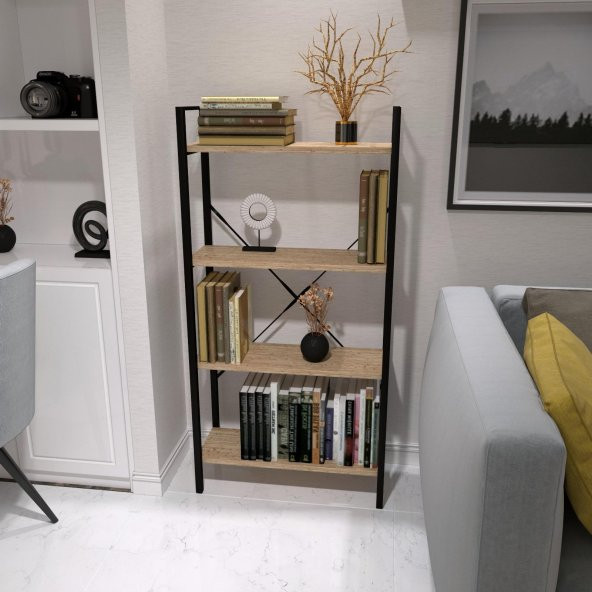 Dekoratif Kitaplık Ahşap Çok Amaçlı Raf Mini Kİtaplık Siyah