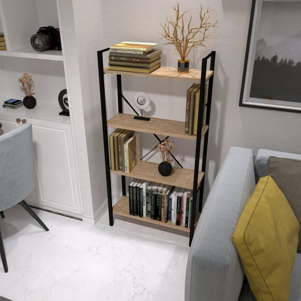 Dekoratif Kitaplık Ahşap Çok Amaçlı Raf Mini Kİtaplık Siyah - 2